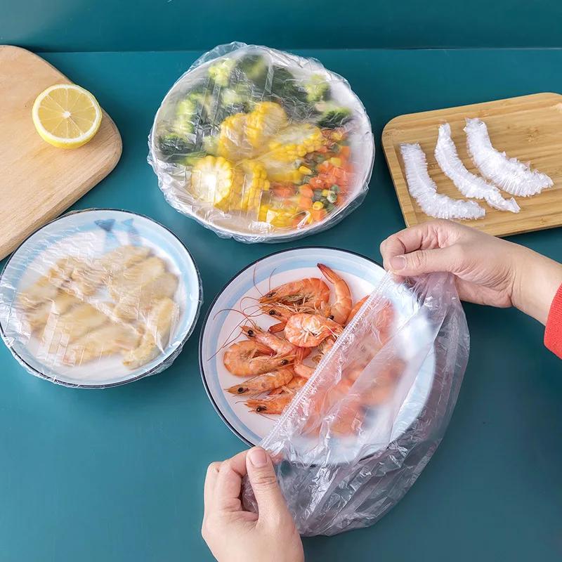 Penutup Makanan Sekali paka Bungkus Plastik Tutup Makanan Elastis untuk Buah Mangkuk cangkirt tup Penyimpanan Dapur
